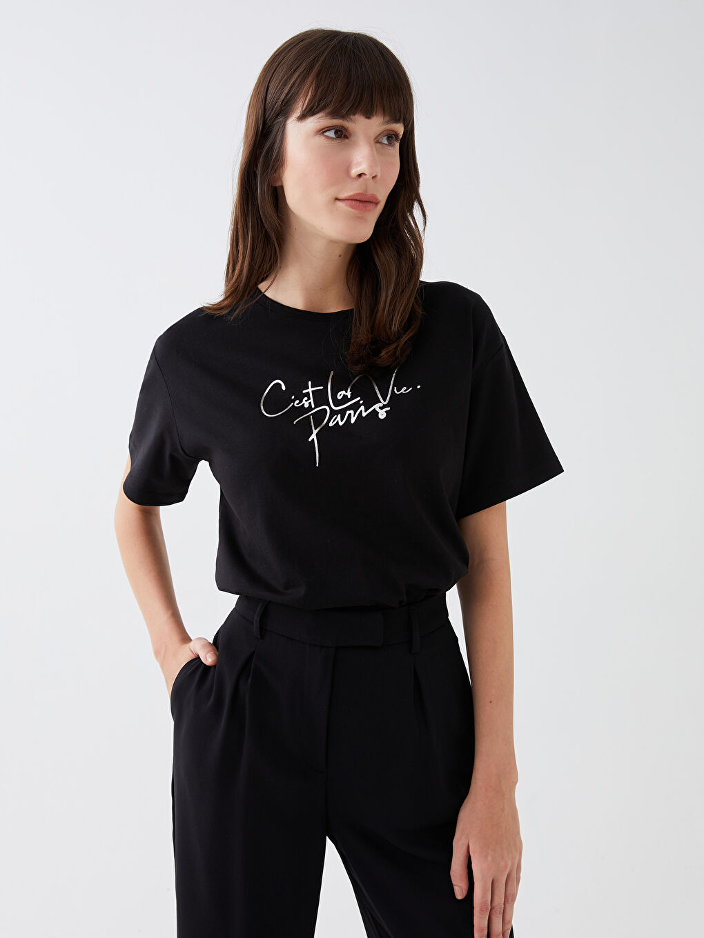 Crew Neck Printed Short Sleeve Women's T-Shirt