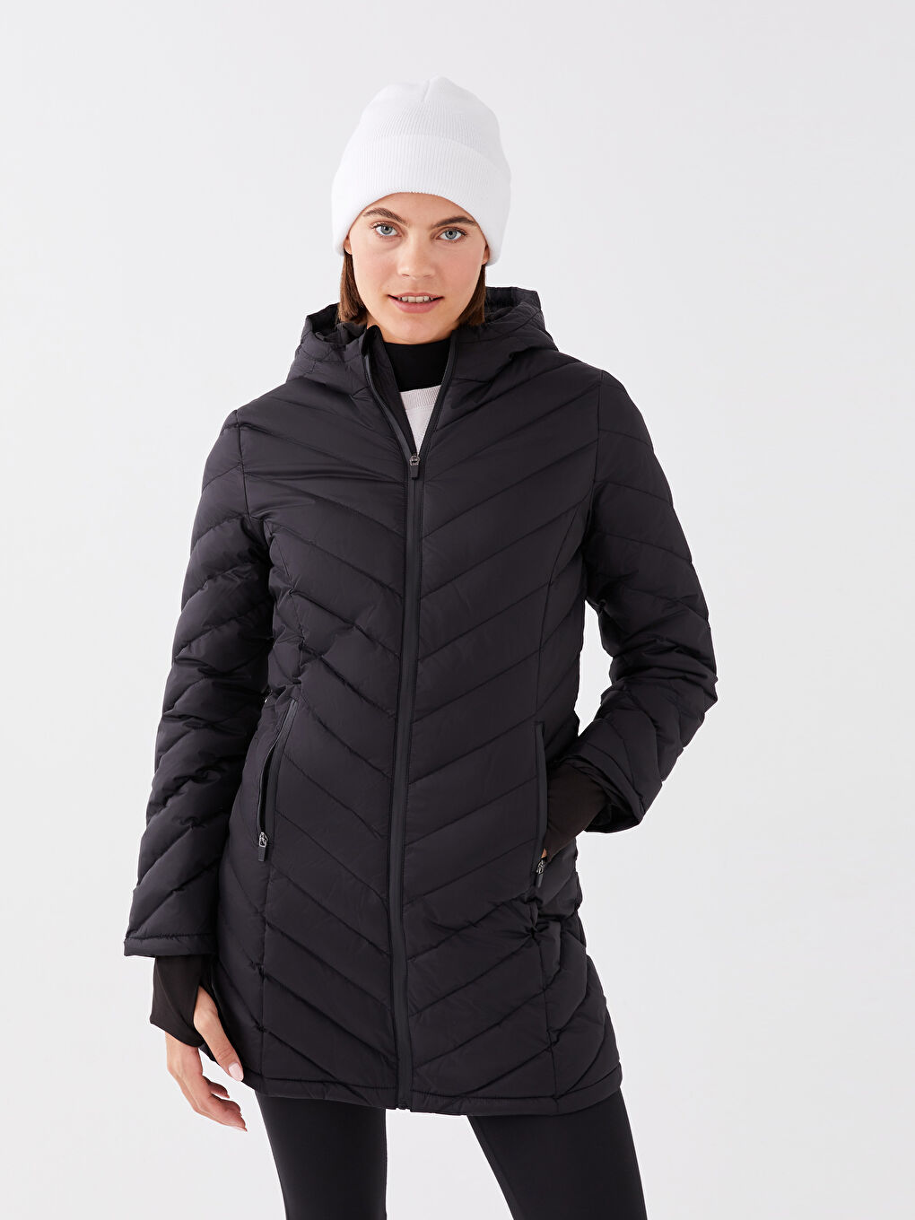 XSIDE ACTIVE Women's Hooded Plain Puffer Coat -S36292Z8-CVL