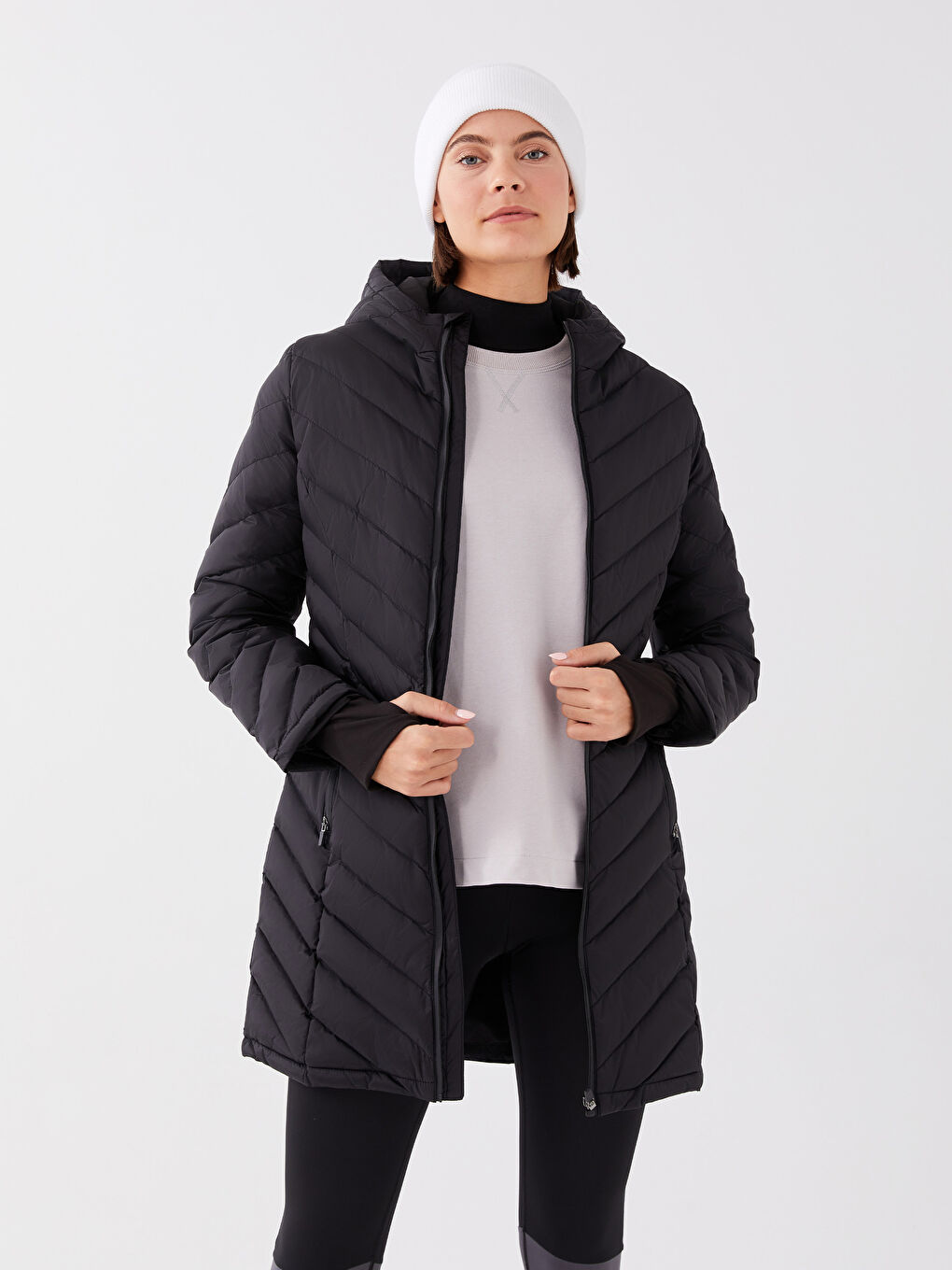 XSIDE ACTIVE Women's Hooded Plain Puffer Coat -S36292Z8-CVL