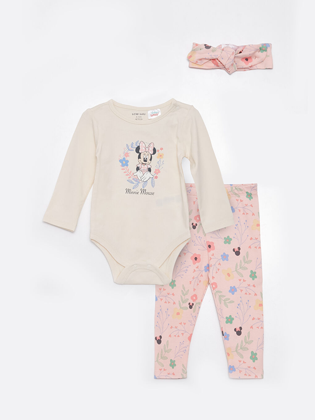 LCW baby Ensemble 3 Pièces Bébé Fille Imprimé Minnie Mouse à Manches Longues et Col Rond -S36293Z1-FDL