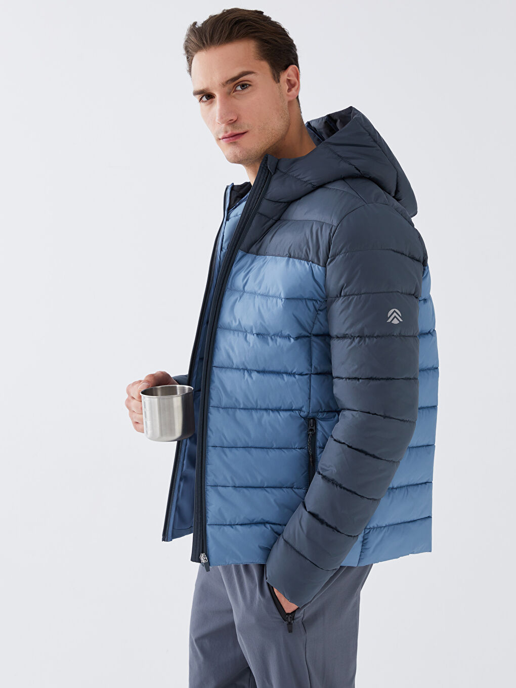 Standard Fit Hooded Men's Puffer Coat -S36296Z8-R0V