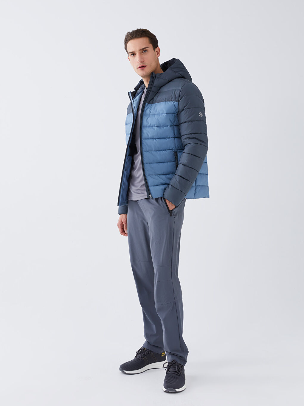 Standard Fit Hooded Men's Puffer Coat -S36296Z8-R0V