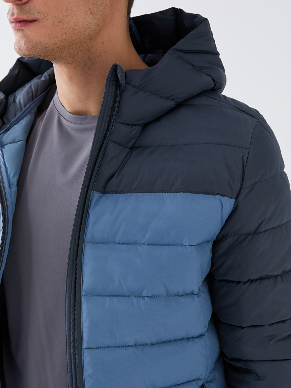 Standard Fit Hooded Men's Puffer Coat -S36296Z8-R0V
