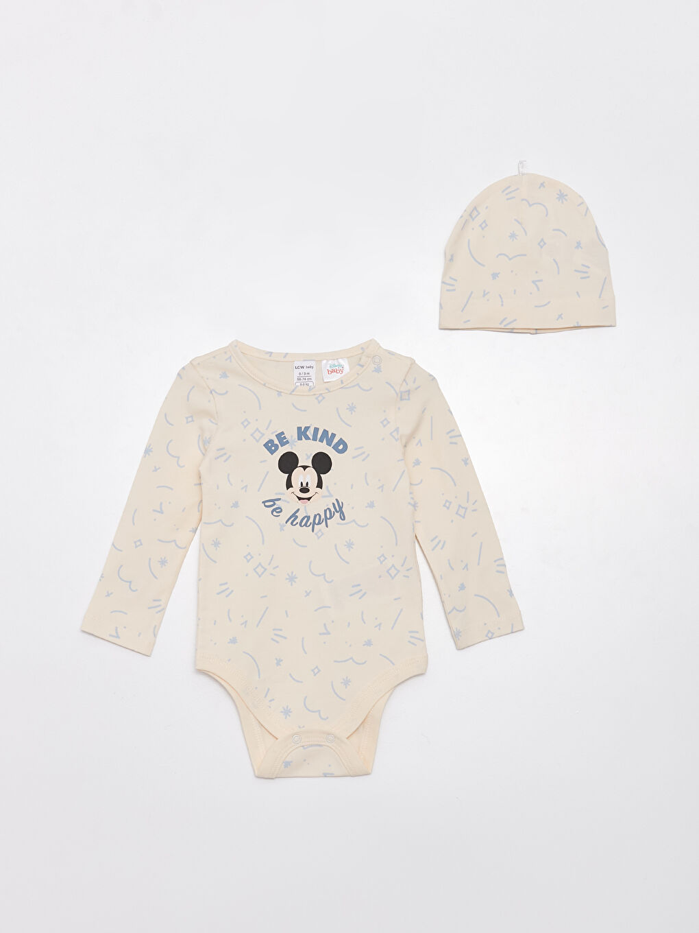 მრგვალი საყელო გრძელმკლავიანი მიკი მაუსის ნაბეჭდი ახალშობილ ბიჭებისთვის 3-ცალიანი პაკეტი-1