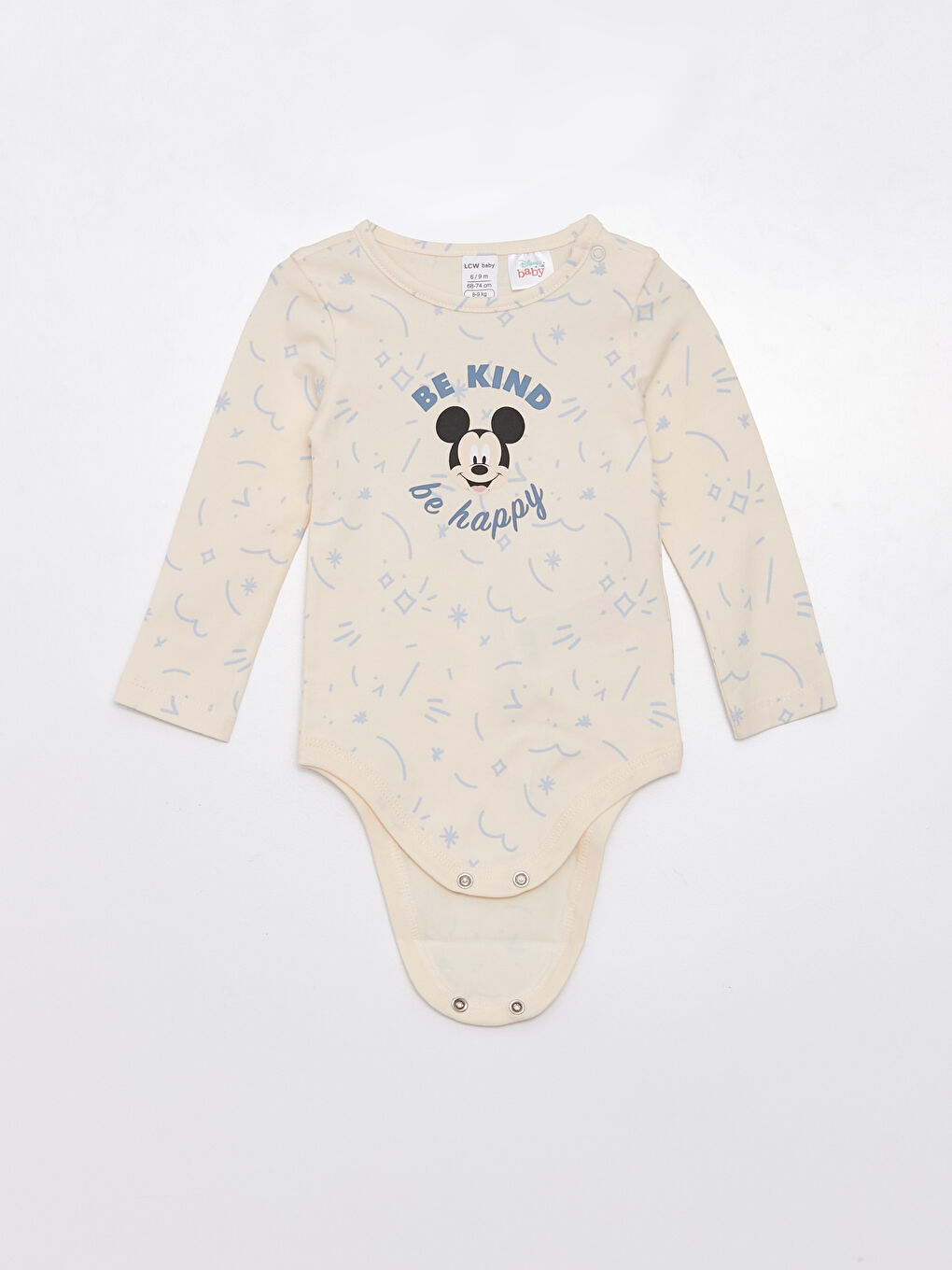 მრგვალი საყელო გრძელმკლავიანი მიკი მაუსის ნაბეჭდი ახალშობილ ბიჭებისთვის 3-ცალიანი პაკეტი-3