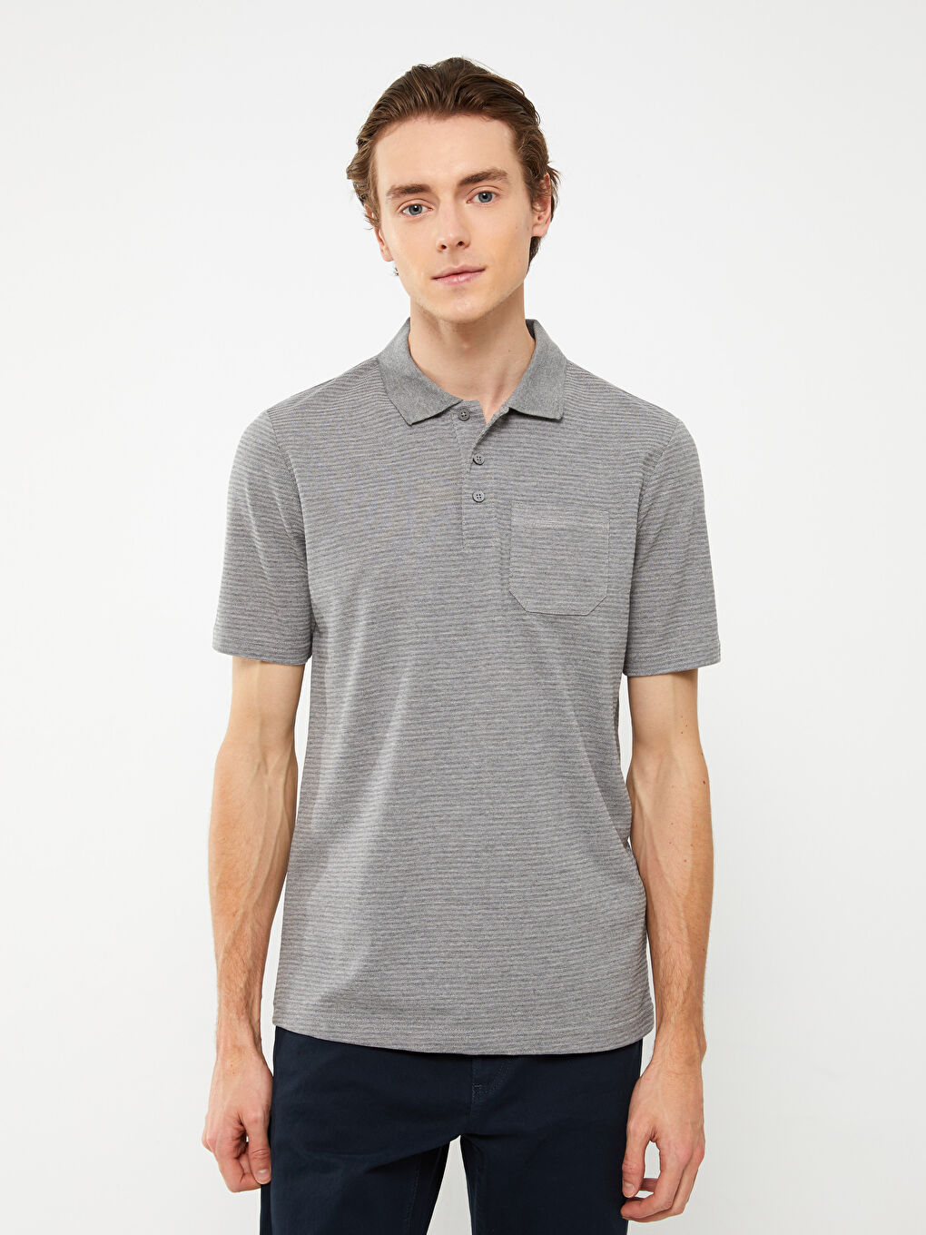 Polo Neck Short Sleeve Pique Men's T-Shirt-1