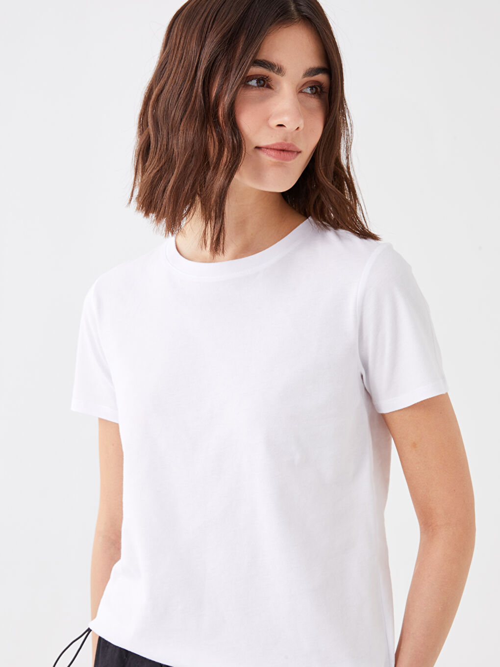 Crew Neck Plain Short Sleeve Women's T-Shirt
