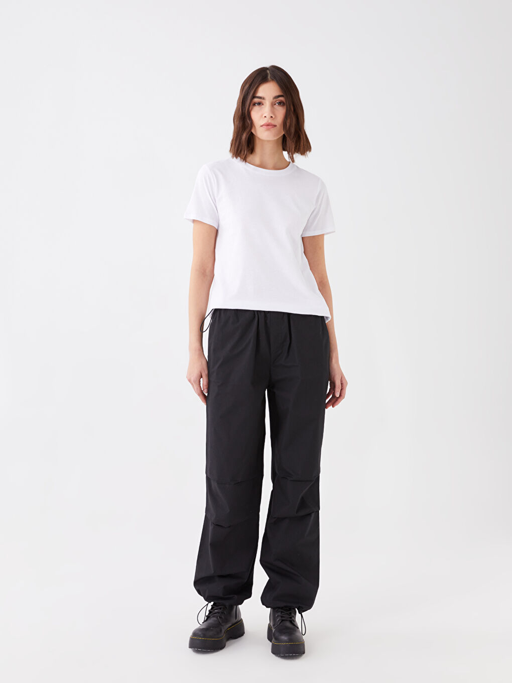 Crew Neck Plain Short Sleeve Women's T-Shirt-2