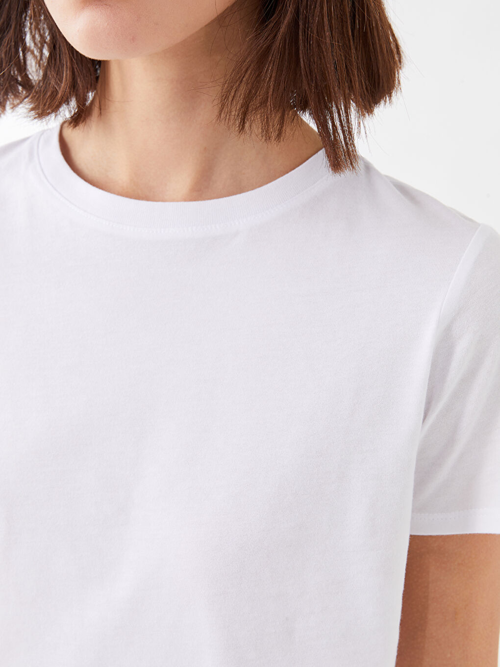 Crew Neck Plain Short Sleeve Women's T-Shirt-3