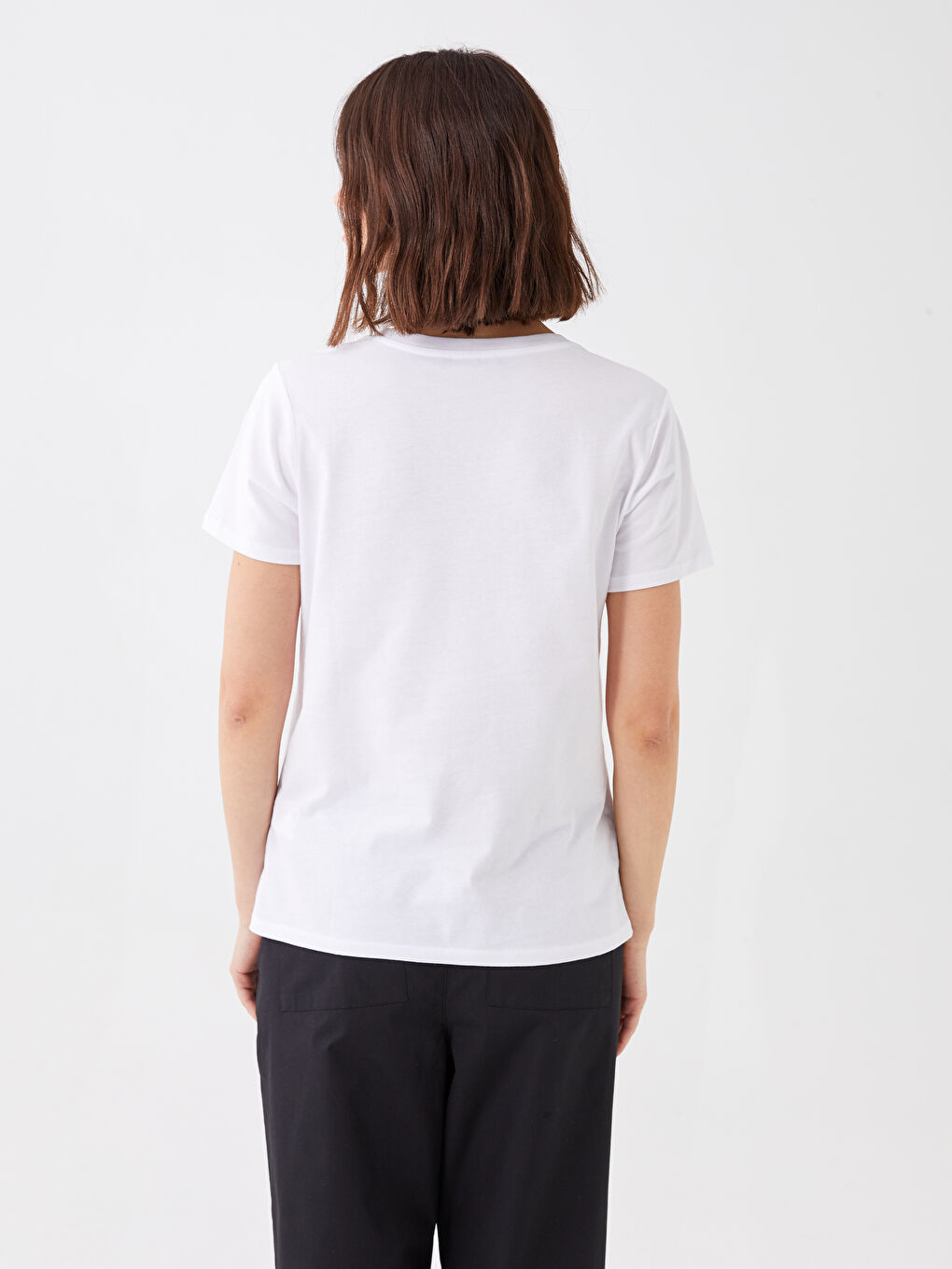 Crew Neck Plain Short Sleeve Women's T-Shirt-4
