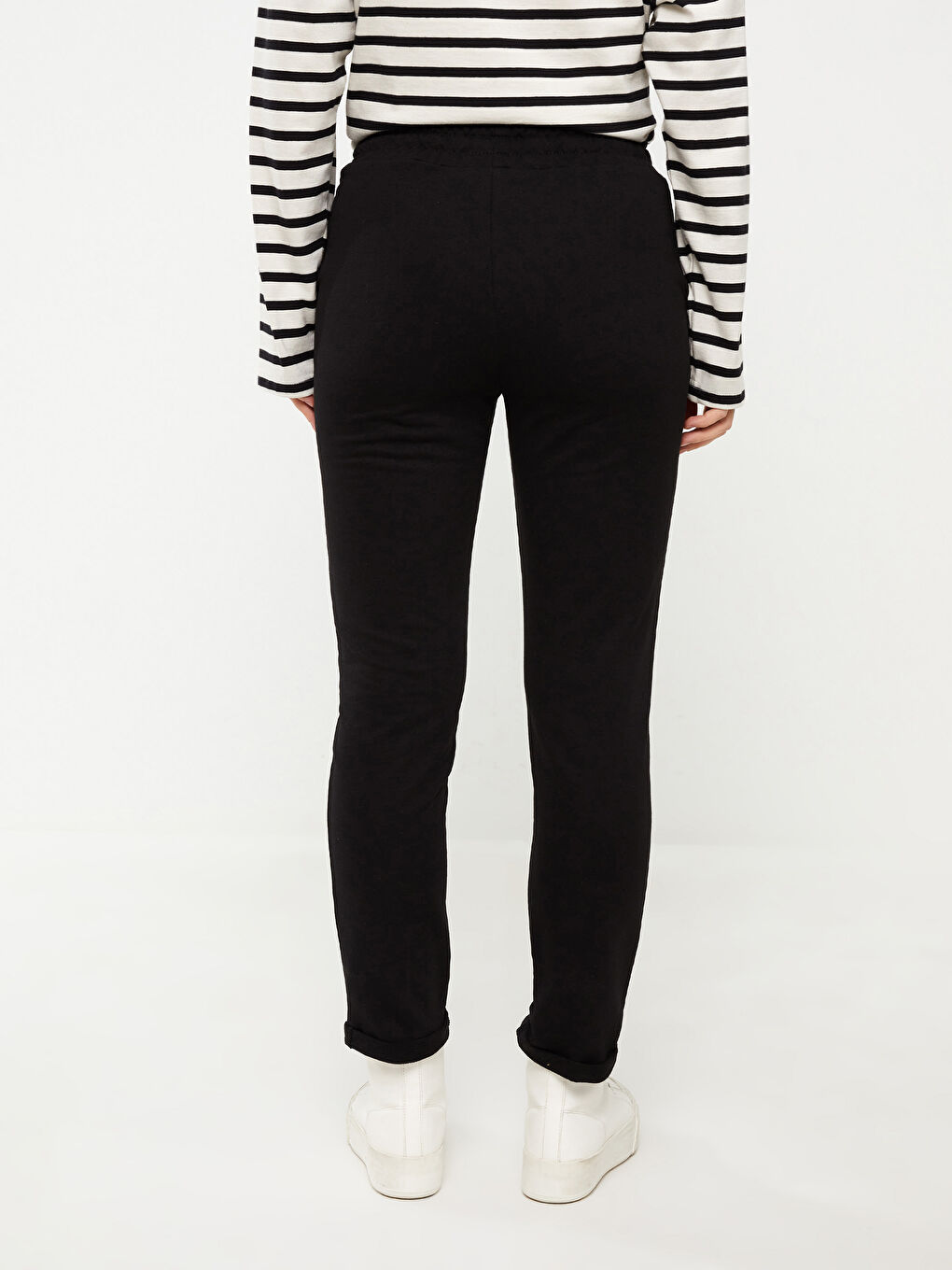 بنطلون رياضي سادة بخصر مرن للسيدات-4