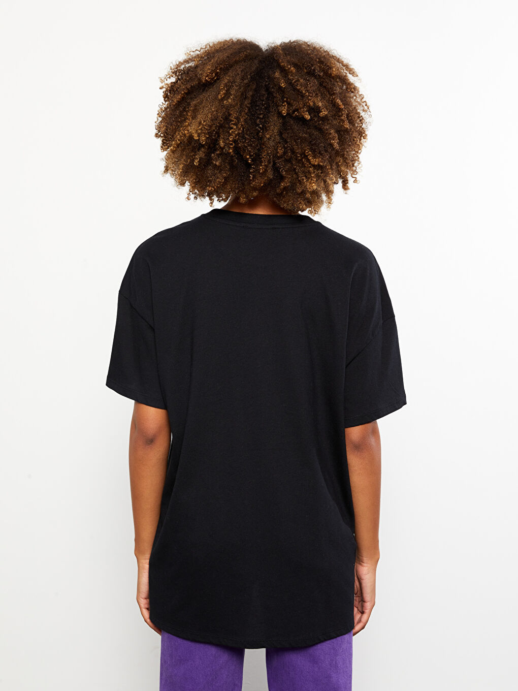 Crew Neck Straight Short Sleeve Oversize Cotton Women's T-Shirt-4