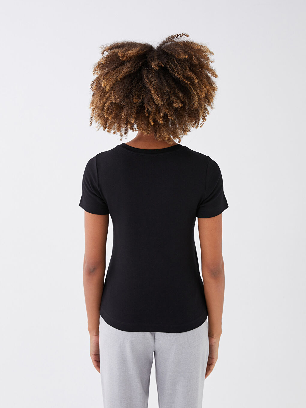 Crew Neck Plain Short Sleeve Women's T-Shirt-4