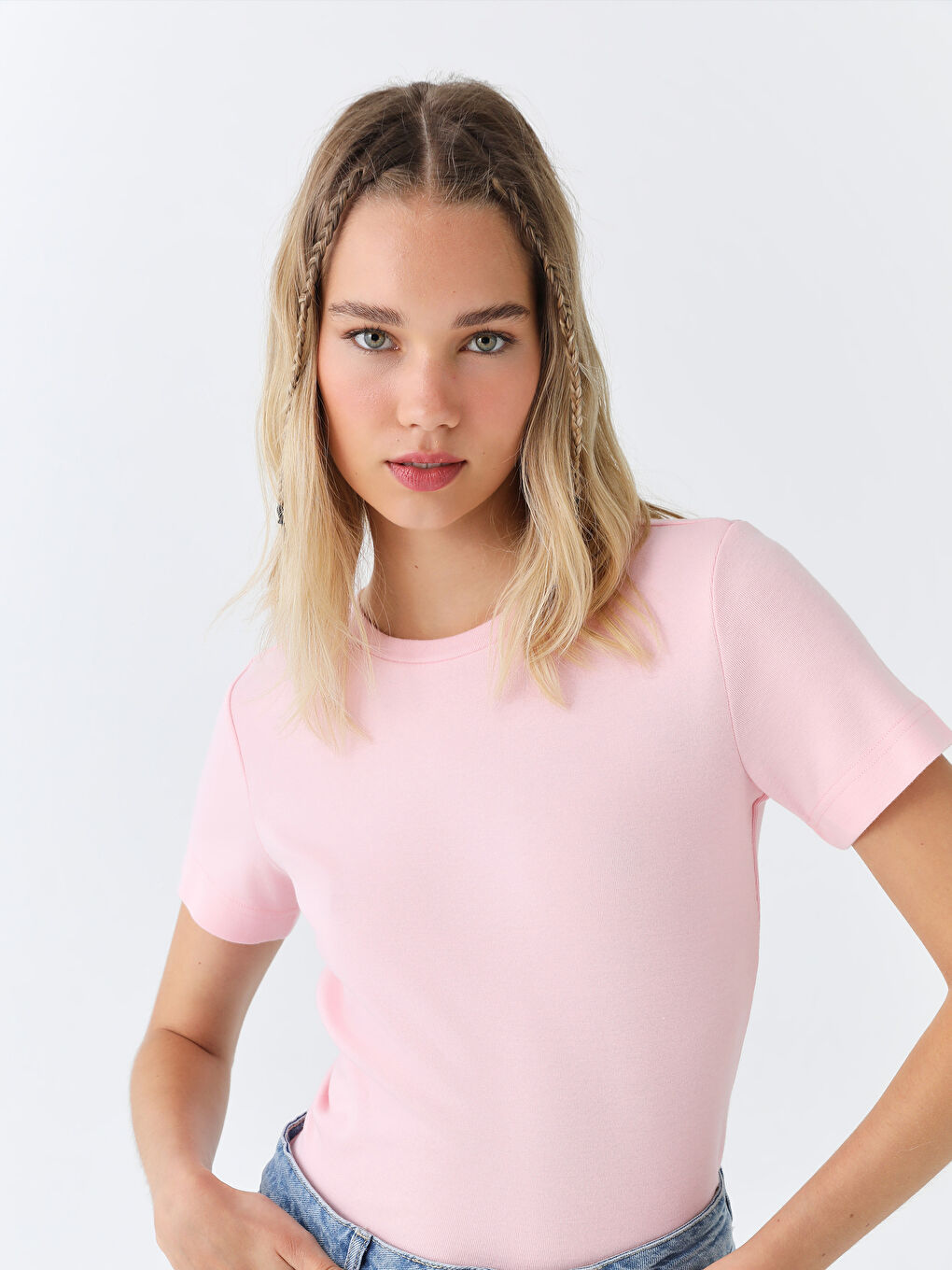 Crew Neck Plain Short Sleeve Women's T-Shirt