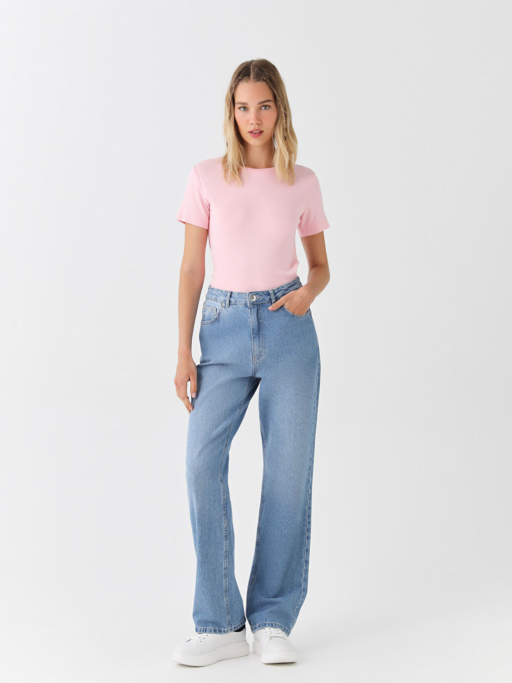 Crew Neck Plain Short Sleeve Women's T-Shirt-2