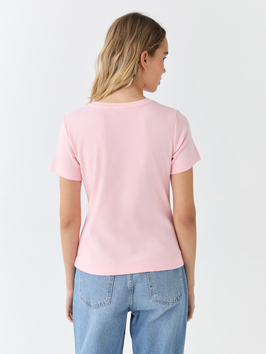 Crew Neck Plain Short Sleeve Women's T-Shirt-4