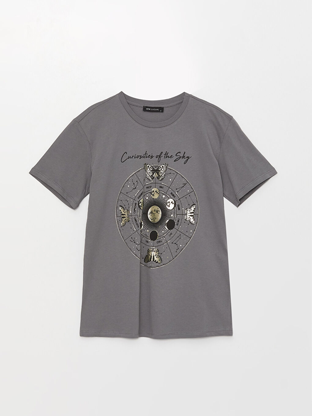 მრგვალი საყელო ნაბეჭდი მოკლე სახელო ქალებისთვის მაისური-5