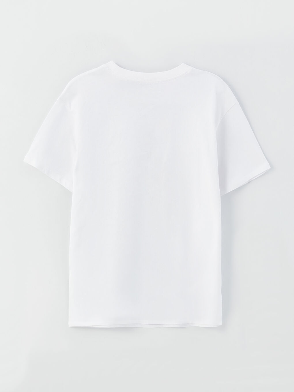 Beyaz Kadın Bisiklet Yaka Baskılı Tişört-6