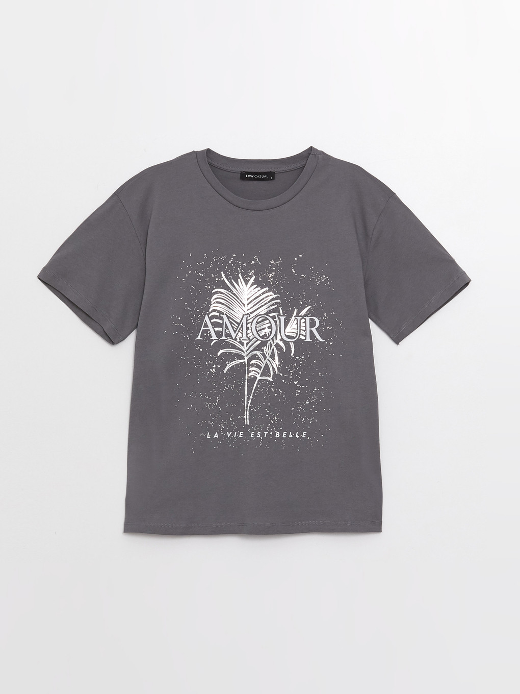 Women's Crew Neck Printed Short Sleeve T-shirt-5