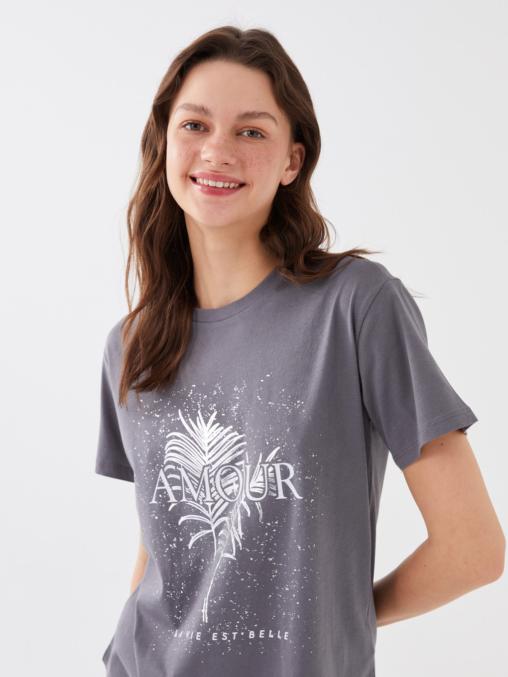 Women's Crew Neck Printed Short Sleeve T-shirt