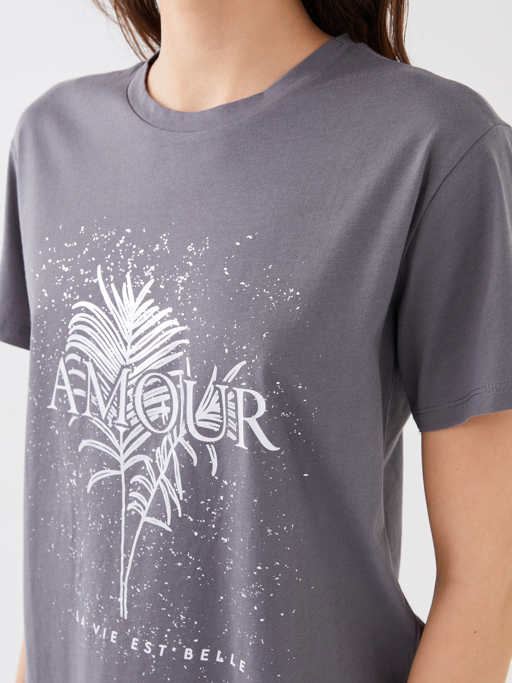 Women's Crew Neck Printed Short Sleeve T-shirt-3