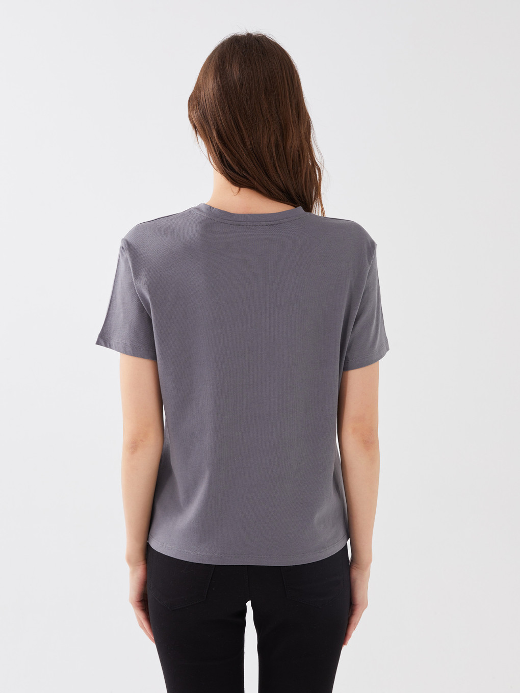 Women's Crew Neck Printed Short Sleeve T-shirt-4