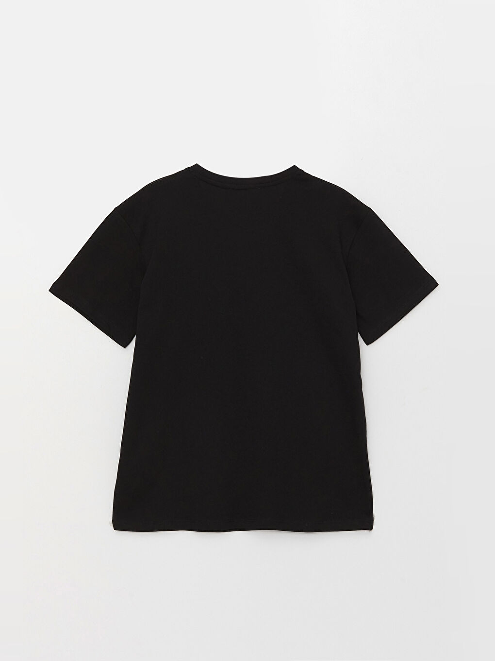 Siyah Bisiklet Yaka Baskılı Kısa Kollu Kadın Tişört-6