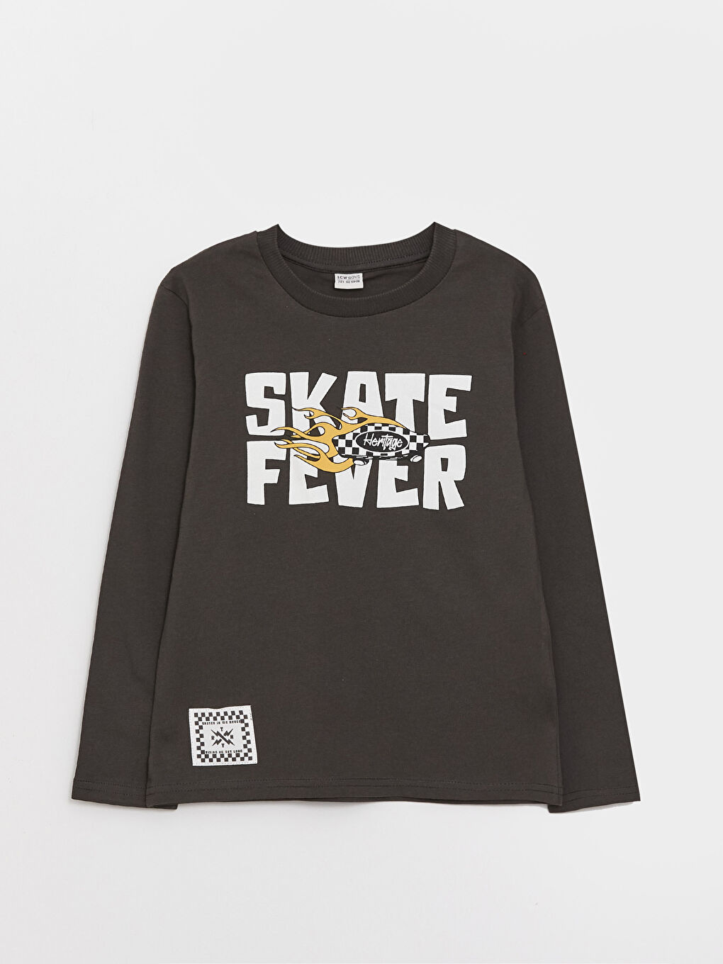 Crew Neck Printed Long Sleeve Boys' T-Shirt-2