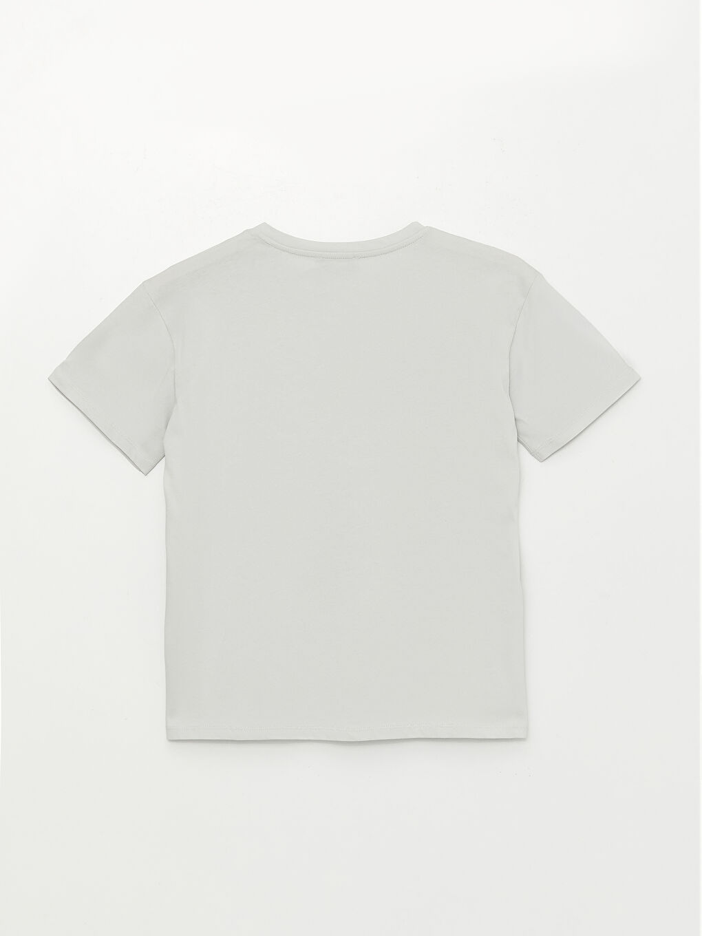 Gri Kadın Bisiklet Yaka Baskılı Kısa Kollu Tişört-6