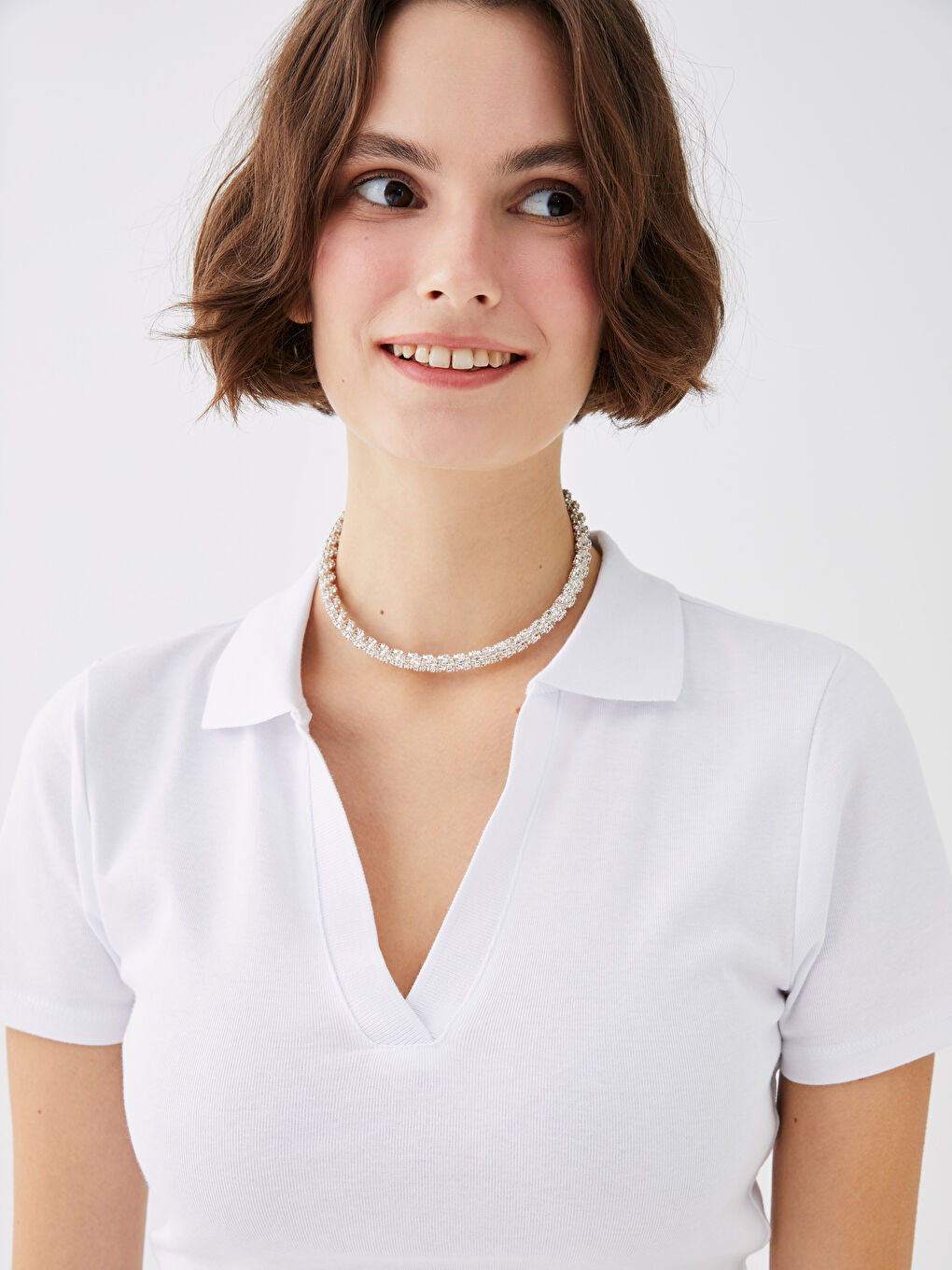 LC Waikiki Polo Neck Plain Short Sleeve Women's T-Shirt -S36391Z8-Q6K