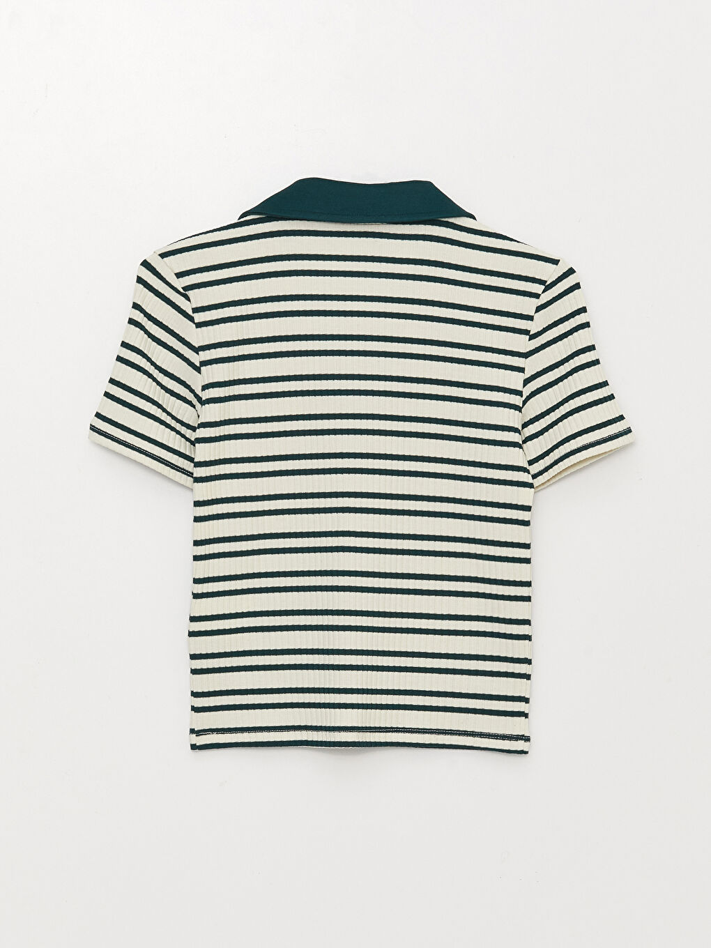 Polo Neck Striped Short Sleeve Women's T-Shirt-6