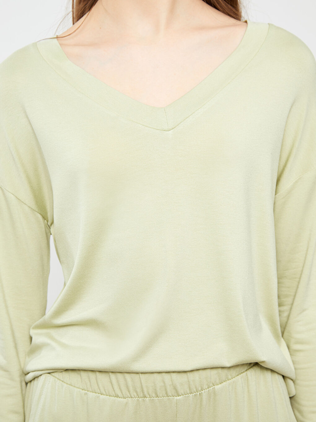 LC Waikiki Women's V Neck Plain Pyjama Set -S36408Z8-G7P