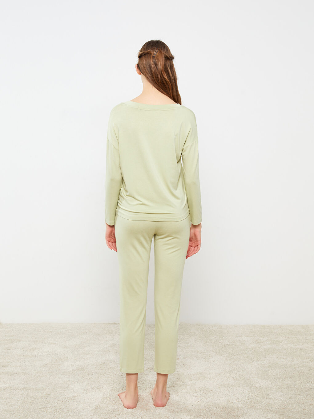 LC Waikiki Women's V Neck Plain Pyjama Set -S36408Z8-G7P