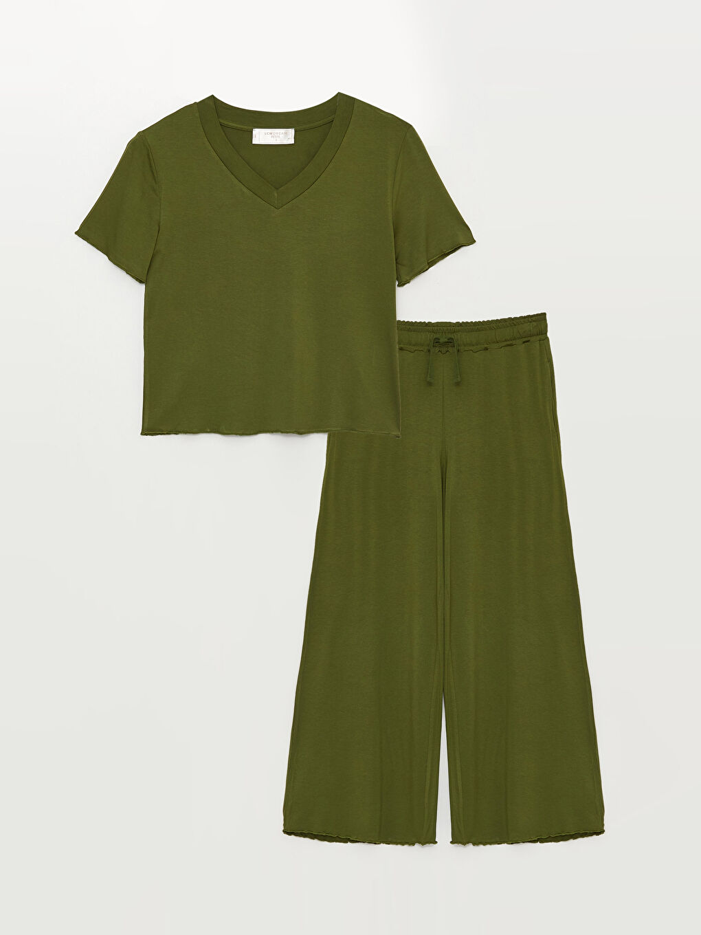 Petite V Neck Plain Short Sleeve Women's Pyjama Set-5
