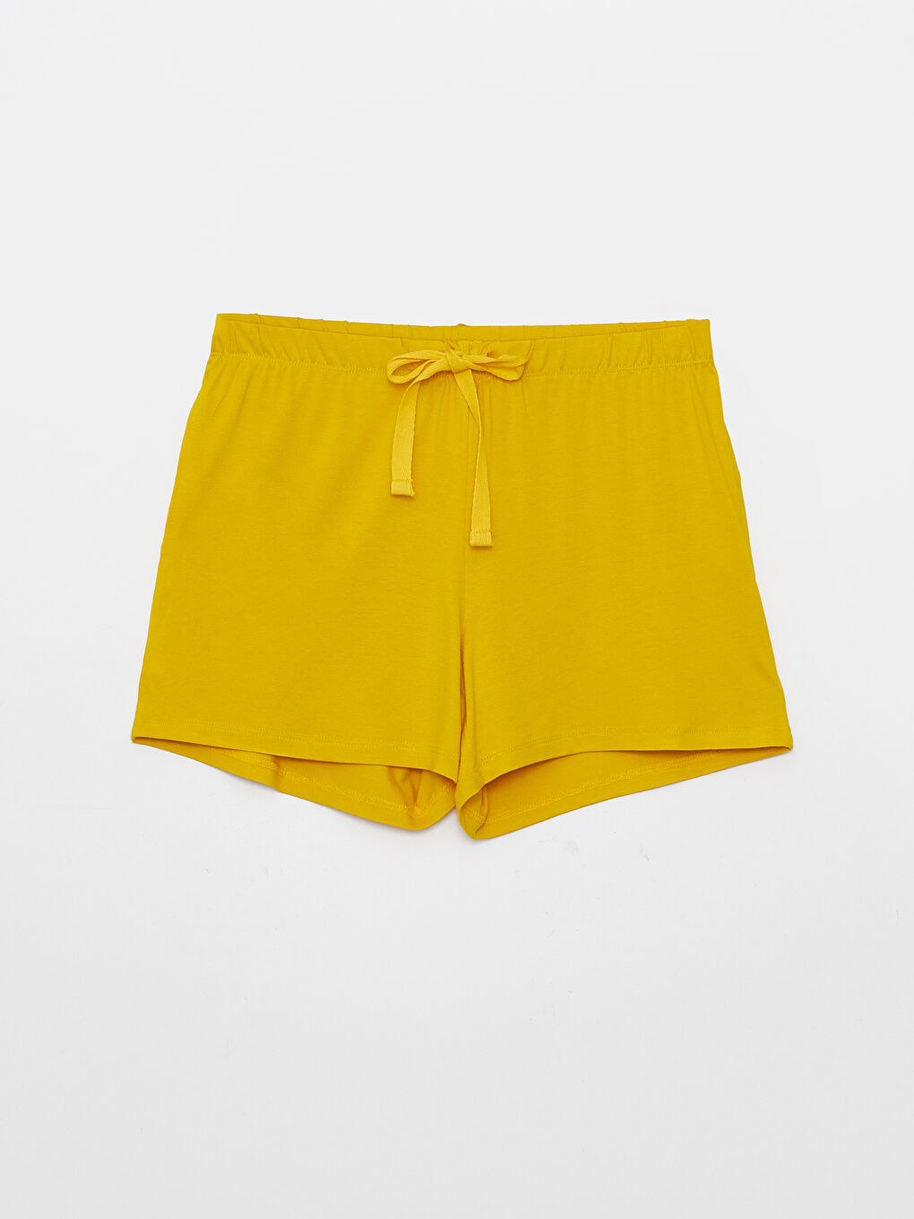 Sarı Petite Bisiklet Yaka Nakışlı Kısa Kollu Kadın Şortlu Pijama Takımı-10