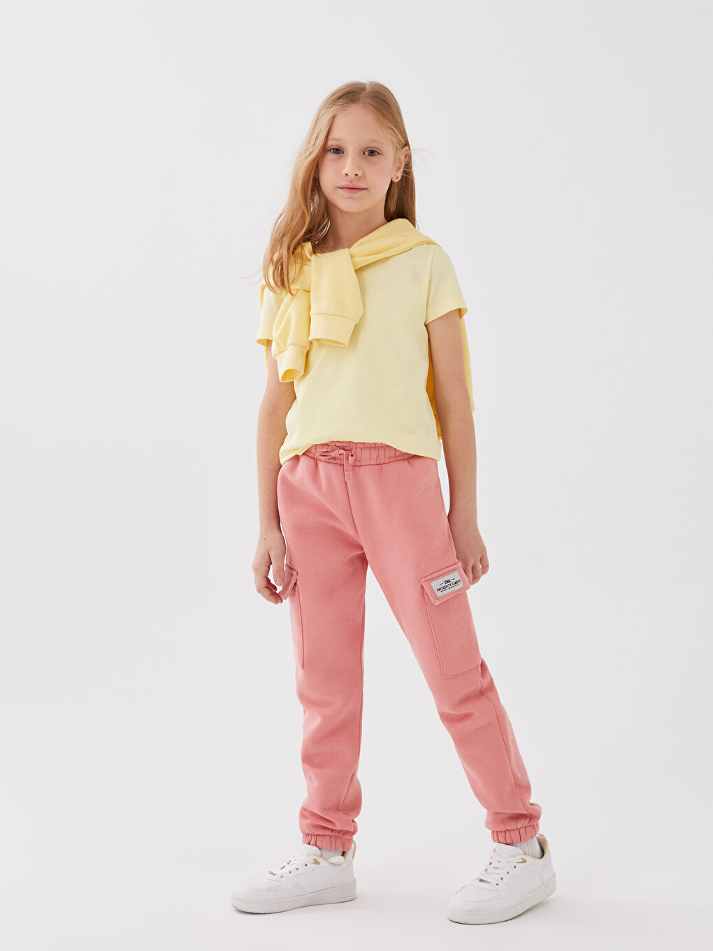 Серпімді белдік негізгі қыздарға арналған джоггер спорттық шалбары-1