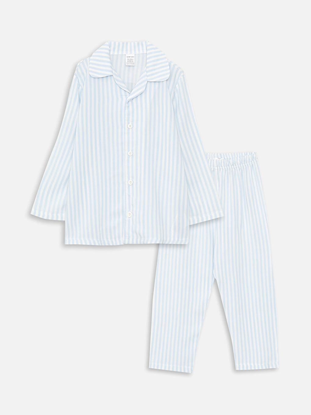 طقم بيجامة أولاد رضع مخطط بياقة بولو وكم طويل