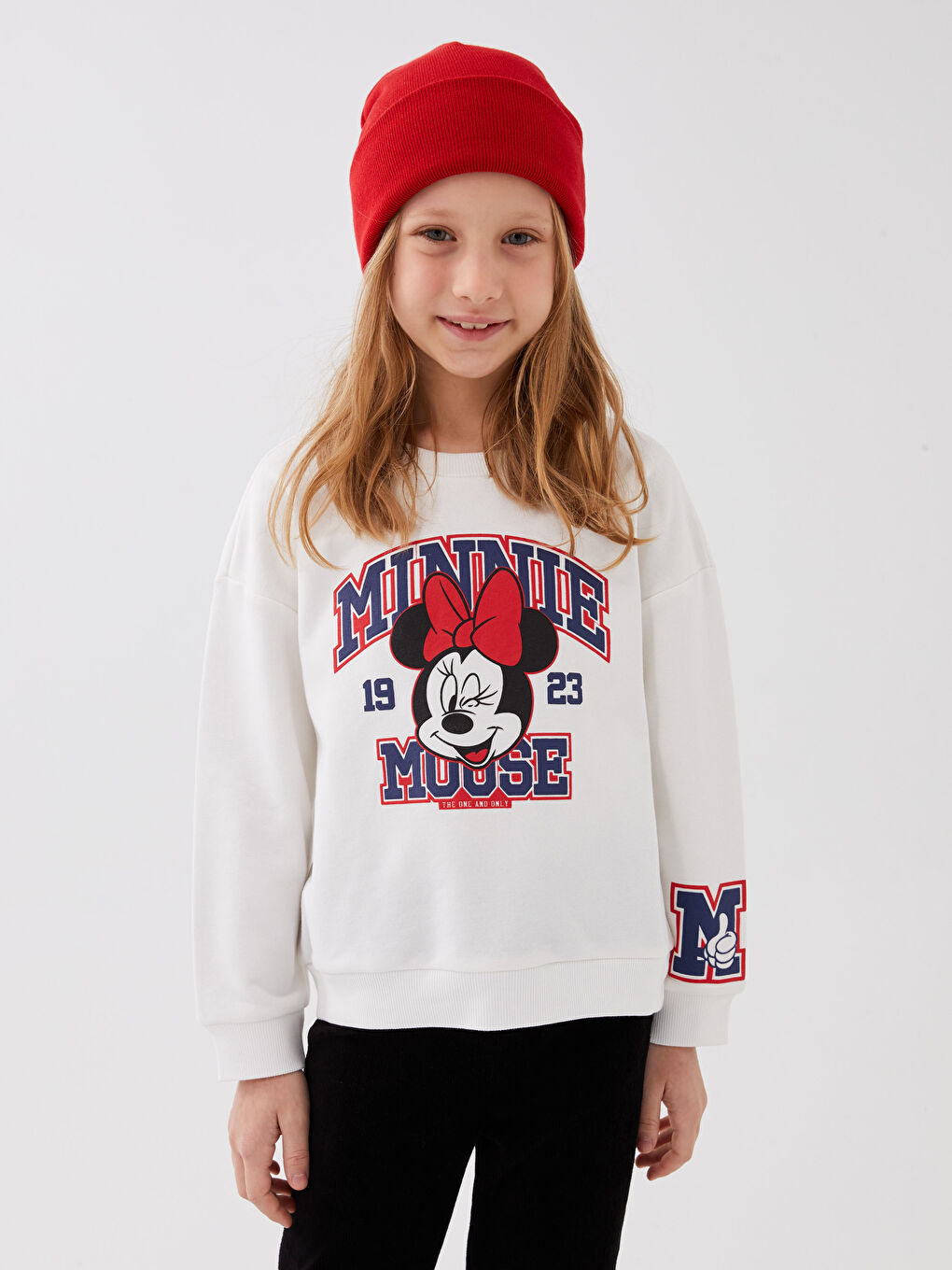 Crew Neck Minnie Mouse Printed Long Sleeve Girls' Sweatshirt -S36433Z4-R9J