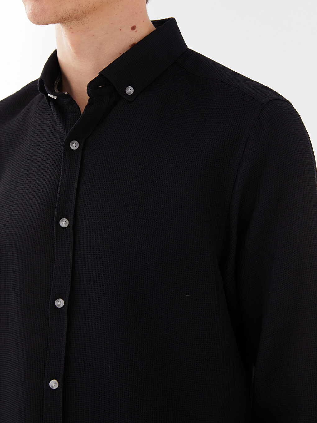 ерлерге арналған тар пішім ұзын жең добби матасы жейде-3