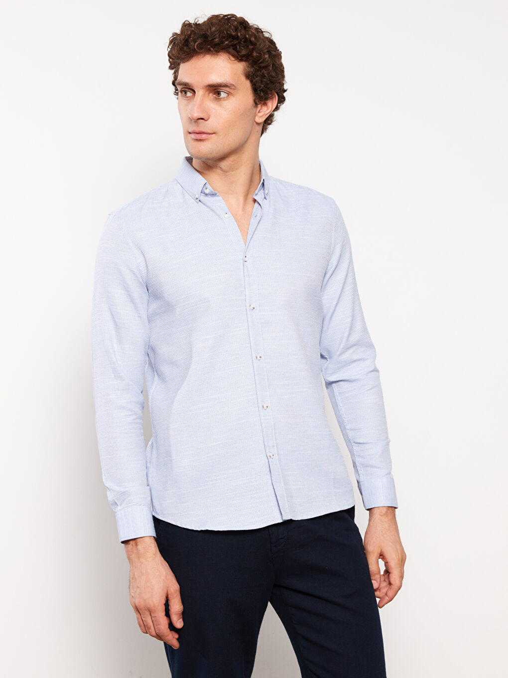 Muška košulja dugih rukava slim fit od dobby tkanine -S36446Z8-S0S
