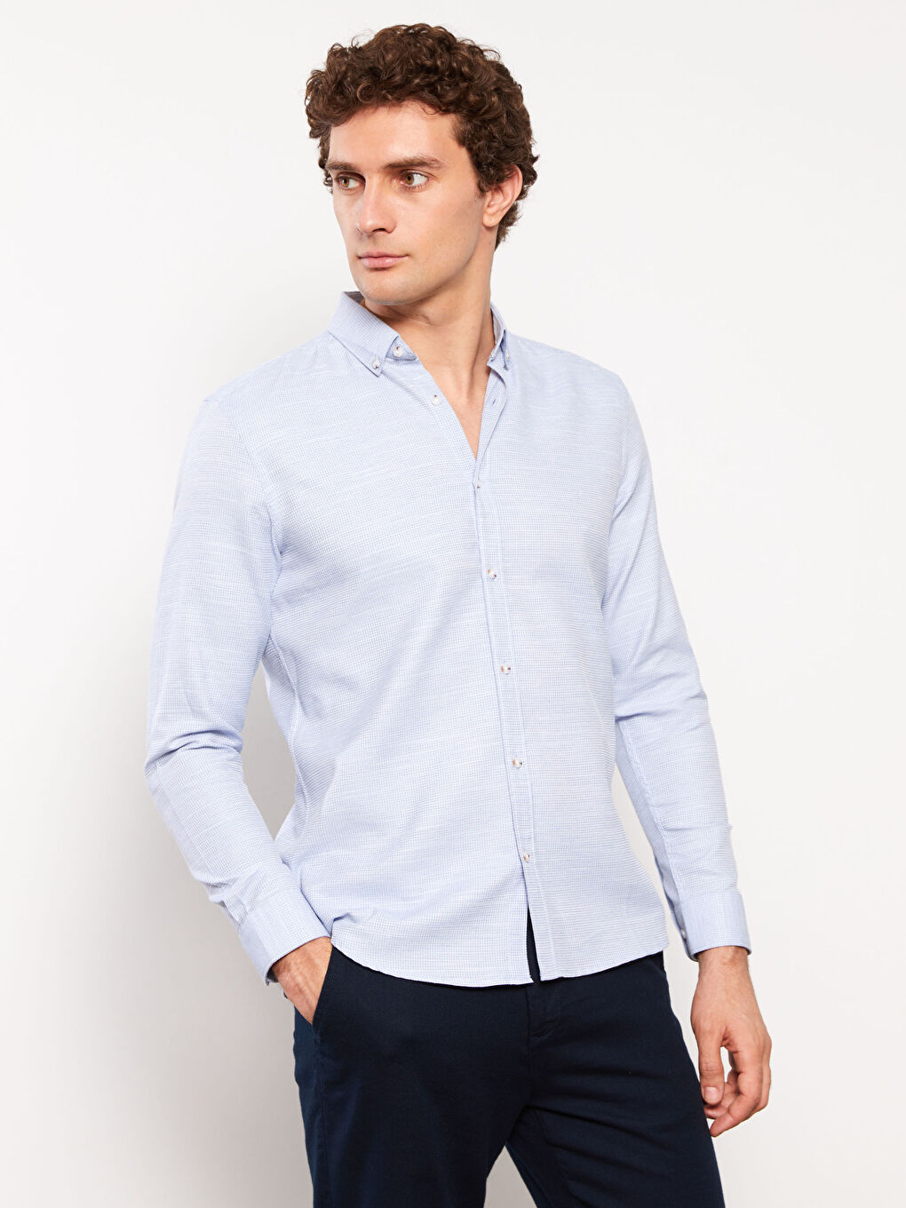 Muška košulja dugih rukava slim fit od dobby tkanine -S36446Z8-S0S