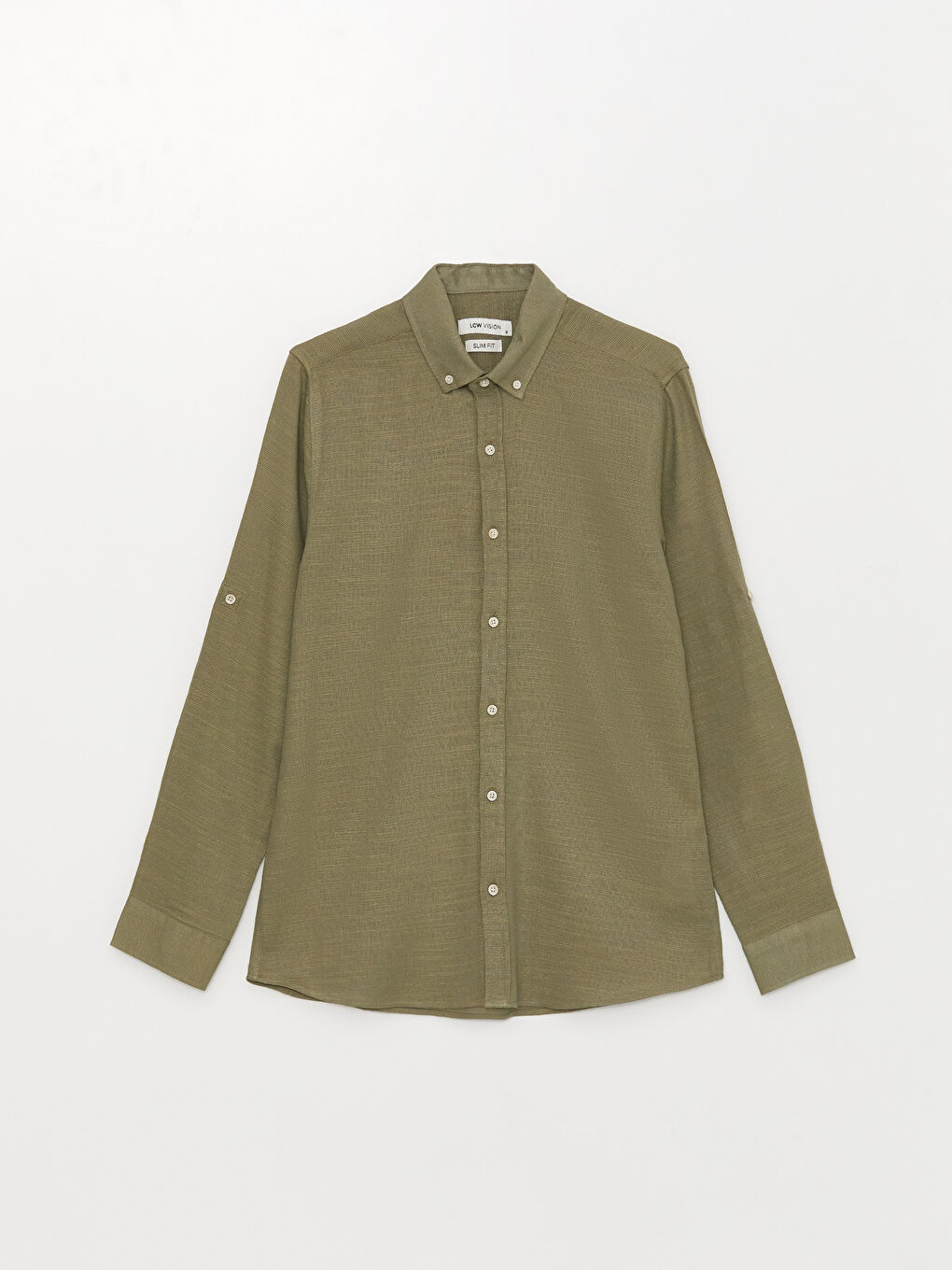 Haki Slim Fit Uzun Kollu Erkek Gömlek-5