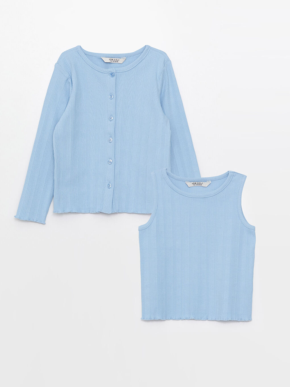 Cardigan și Maiou Basic pentru Fete cu Guler Rotund-4