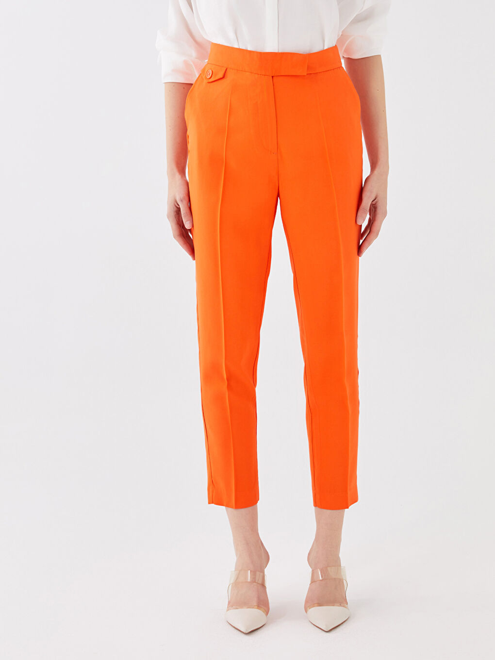 LCW Vision Women's High Waist Slim Fit Straight Trousers -S36454Z8-GSA