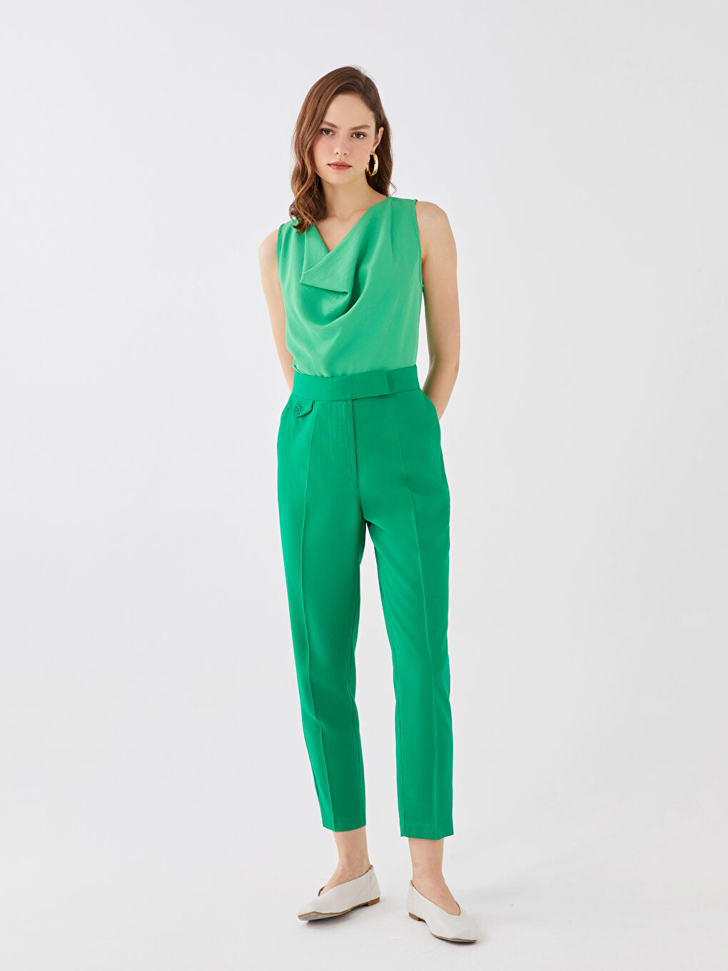 Women's High Waist Slim Fit Straight Trousers -S36454Z8-R32