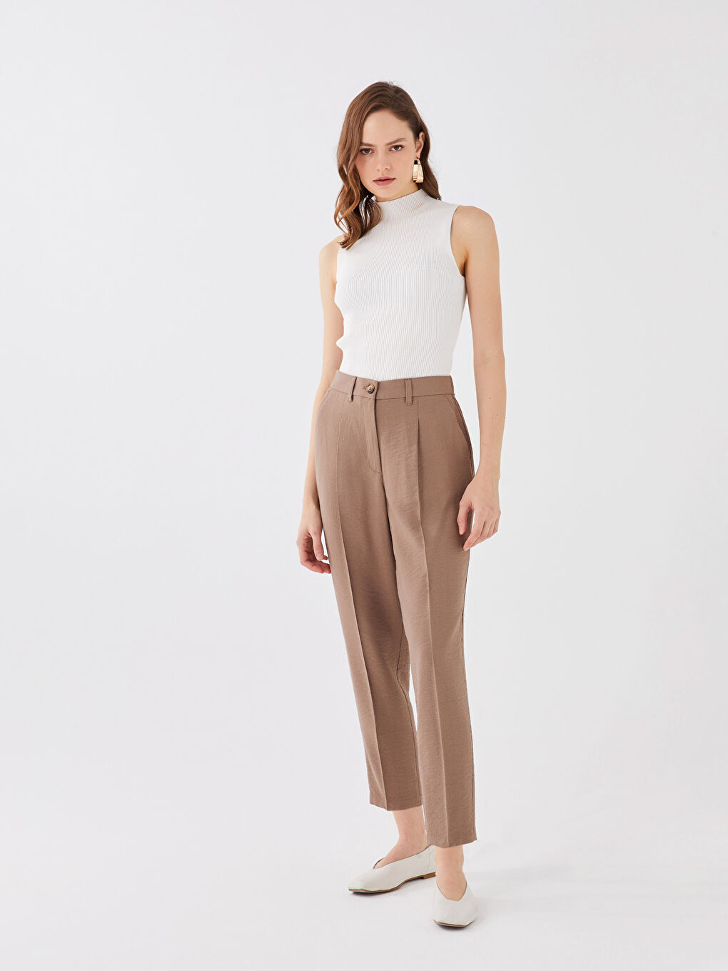 High Waist Comfortable Fit Women's Carrot Trousers -S36460Z8-QZS
