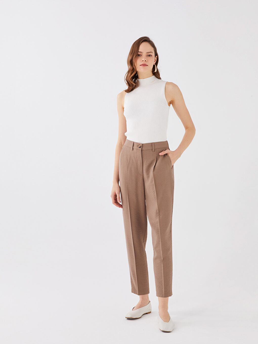 High Waist Comfortable Fit Women's Carrot Trousers -S36460Z8-QZS