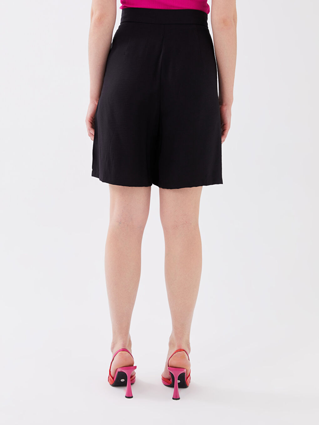 Pantaloni Scurți Confortabili cu Talie Înaltă pentru Femei-4