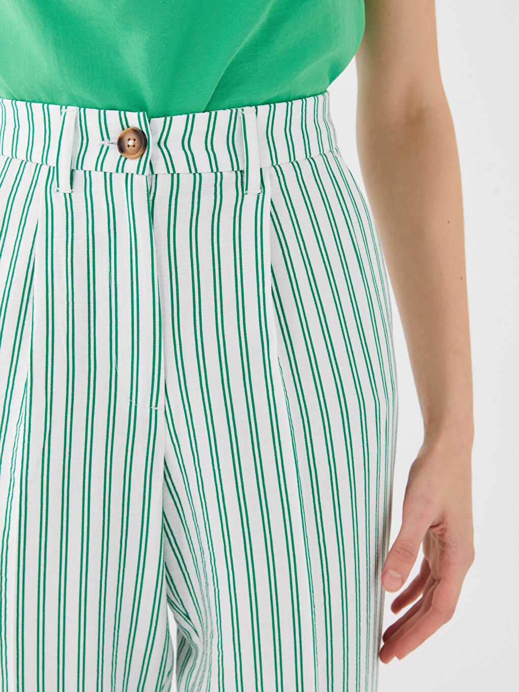 High Waist Casual Fit Striped Women's Trousers -S36463Z8-LFT