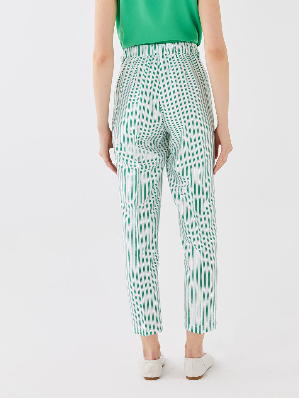 High Waist Casual Fit Striped Women's Trousers -S36463Z8-LFT